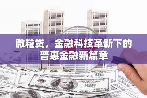 贡寮微粒贷，金融科技革新下的普惠金融新篇章