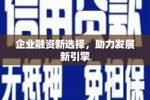 贡寮企业融资新选择，助力发展新引擎