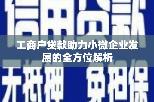 贡寮工商户贷款助力小微企业发展的全方位解析