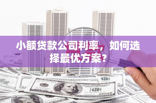 贡寮小额贷款公司利率，如何选择最优方案？
