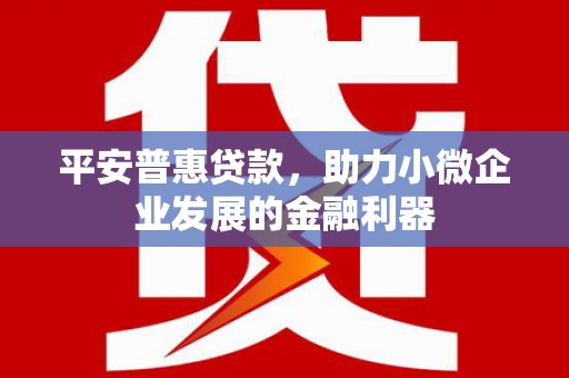 贡寮平安普惠贷款，助力小微企业发展的金融利器