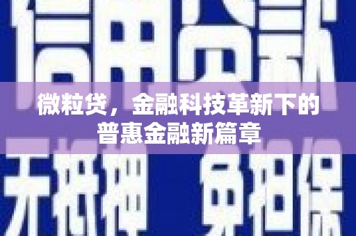 贡寮微粒贷，金融科技革新下的普惠金融新篇章