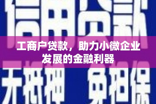 贡寮工商户贷款，助力小微企业发展的金融利器