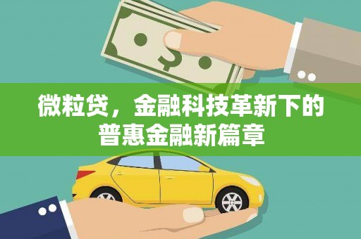贡寮微粒贷，金融科技革新下的普惠金融新篇章