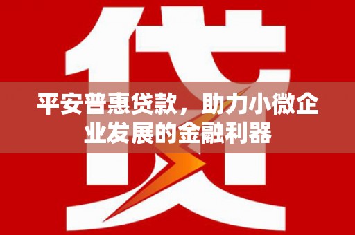 贡寮平安普惠贷款，助力小微企业发展的金融利器